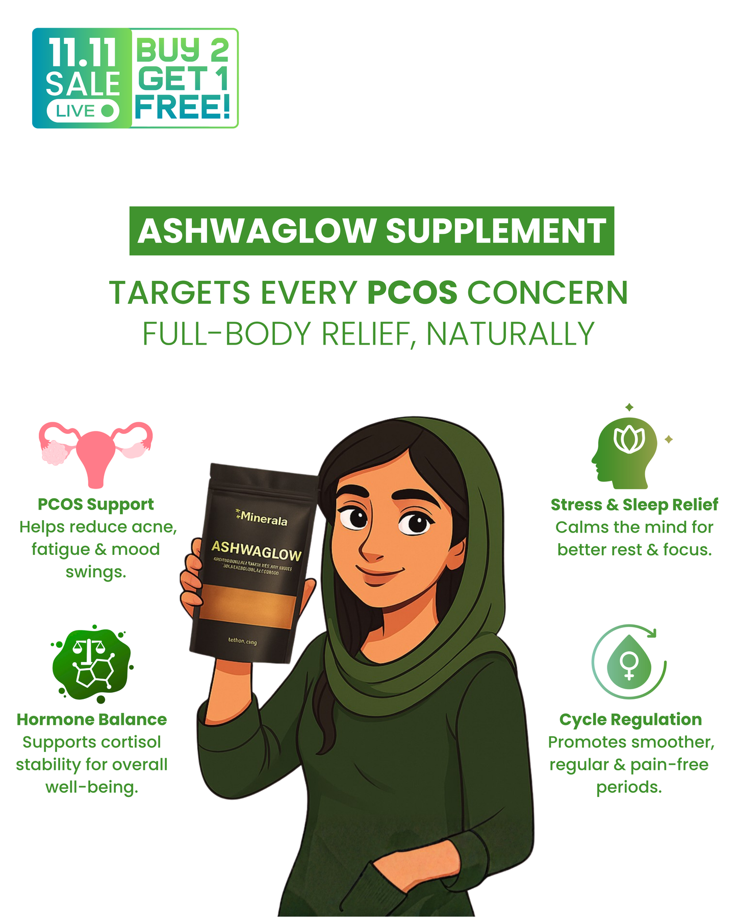 Ashwaglow Powder (For PCOS & Hormonal Balance)